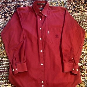 Vintage Versace Red 100% Cotton Dress Shirt (M)